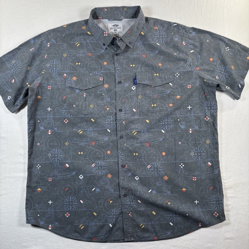 American Fishing Tackle Co. Men's 2XL All Over Print Short Sleeves Shirt